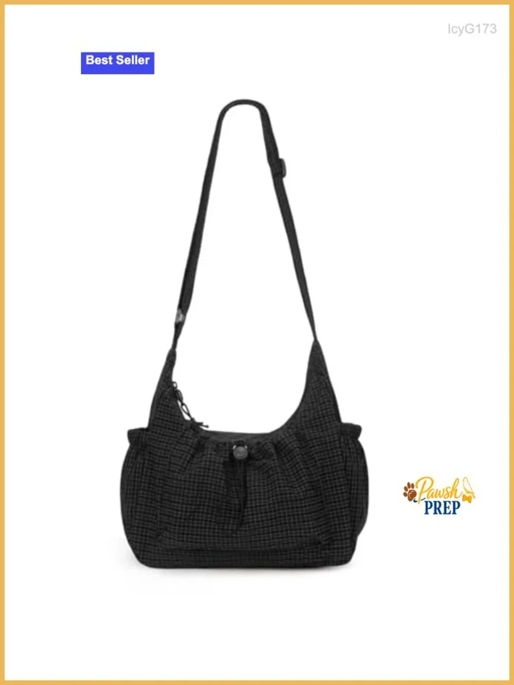 Nylon Hobo Bag Plaid Drawstring Crossbody Shoulder Purse Zipper Handbag